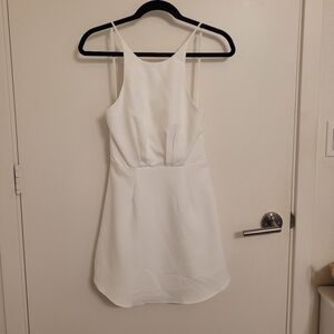 Elegant White High Neck Mini Dress